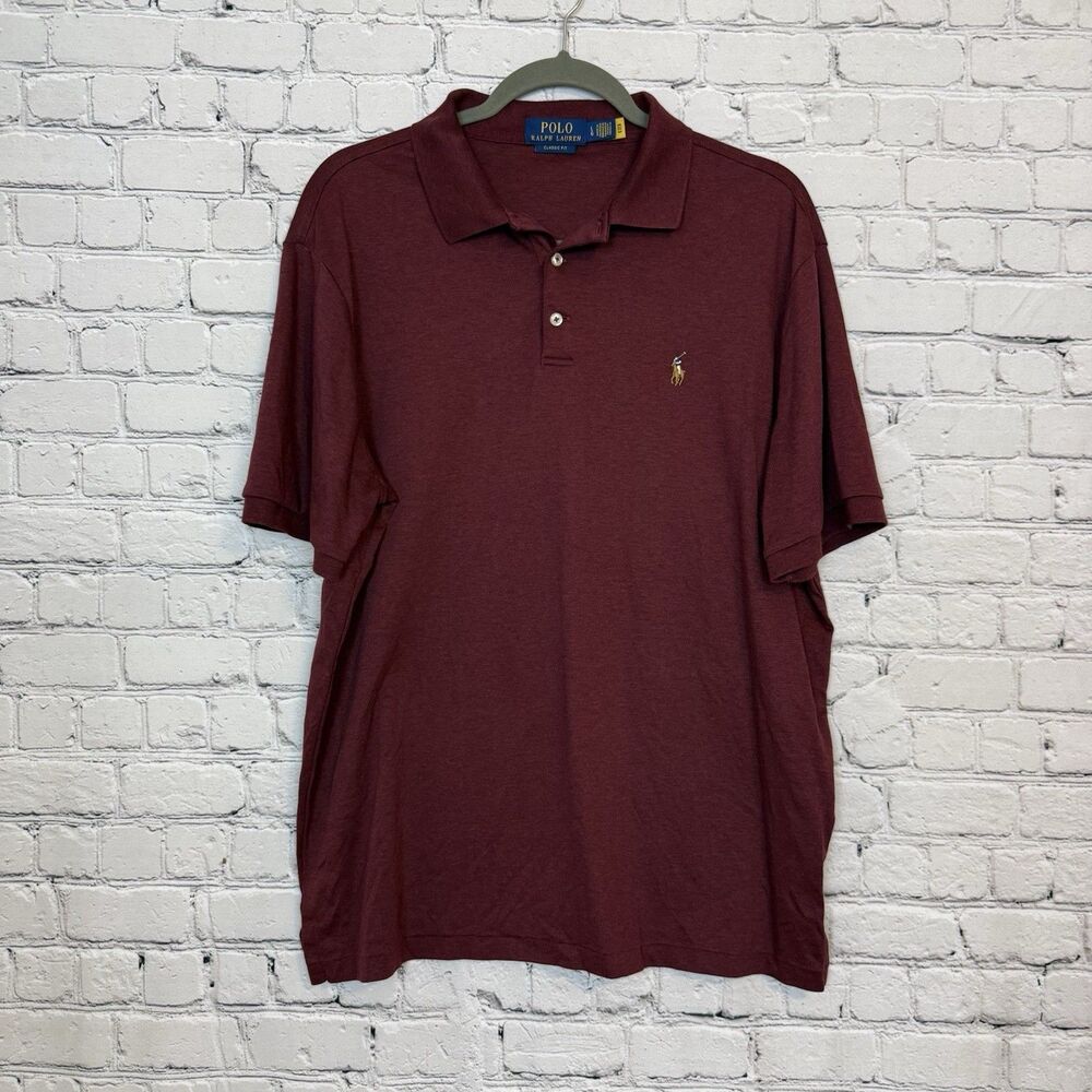 Polo Ralph Lauren Classic Fit Soft Polo Shirt Mens Large L Spring Wine Heather